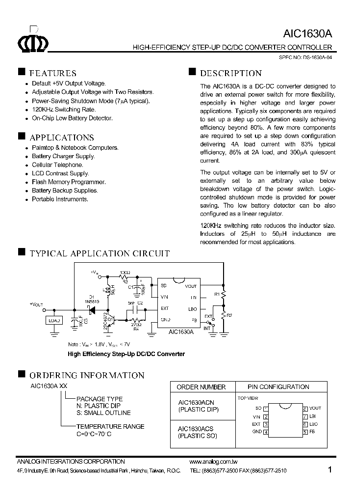 AIC1630A_4168392.PDF Datasheet