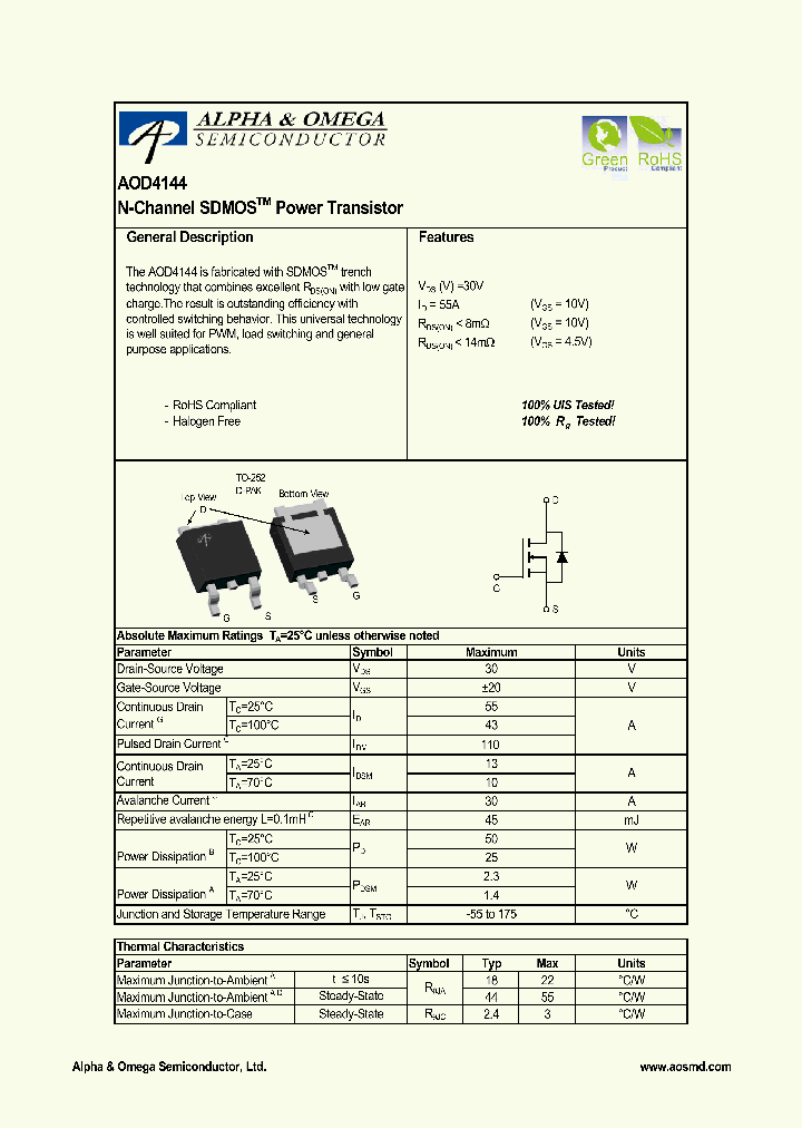 AOD4144_4623002.PDF Datasheet