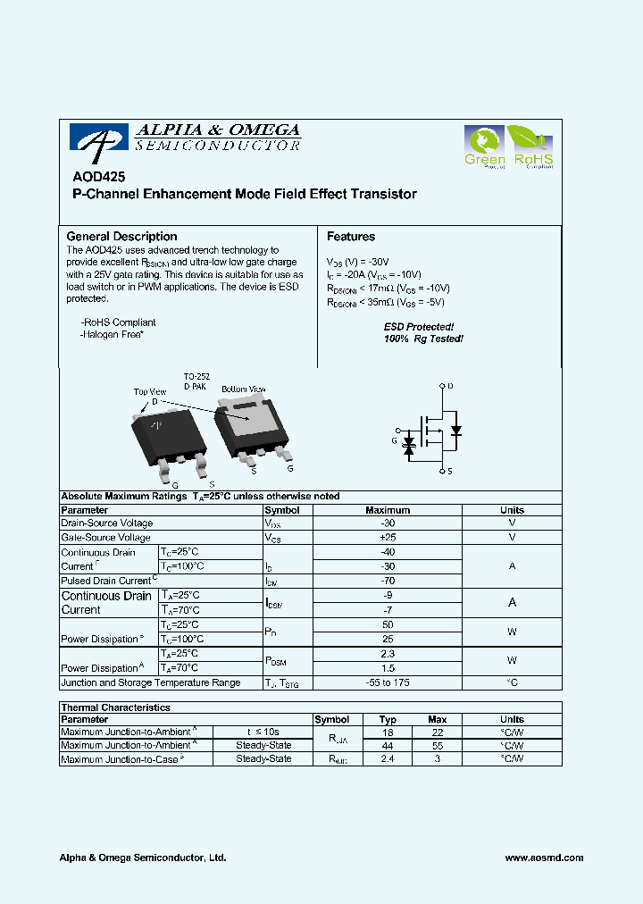 AOD425_4340867.PDF Datasheet