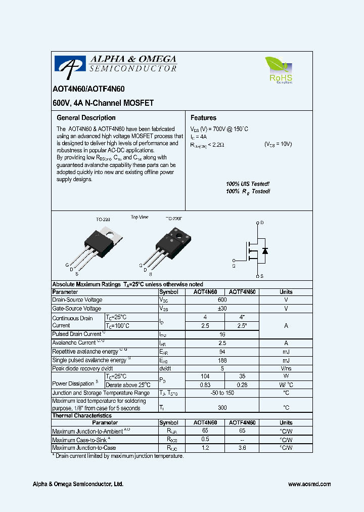 AOT4N60_4872831.PDF Datasheet