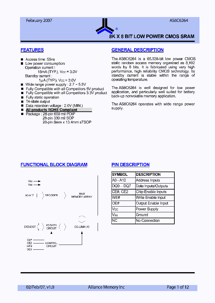 AS6C6264_4377918.PDF Datasheet