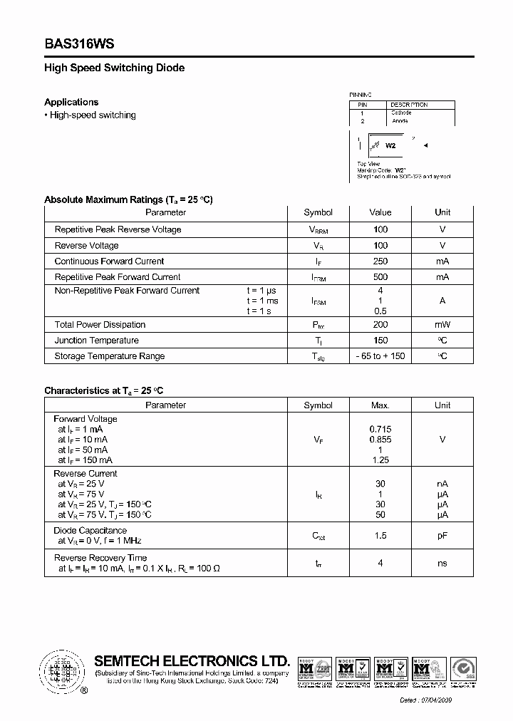 BAS316WS_4762903.PDF Datasheet