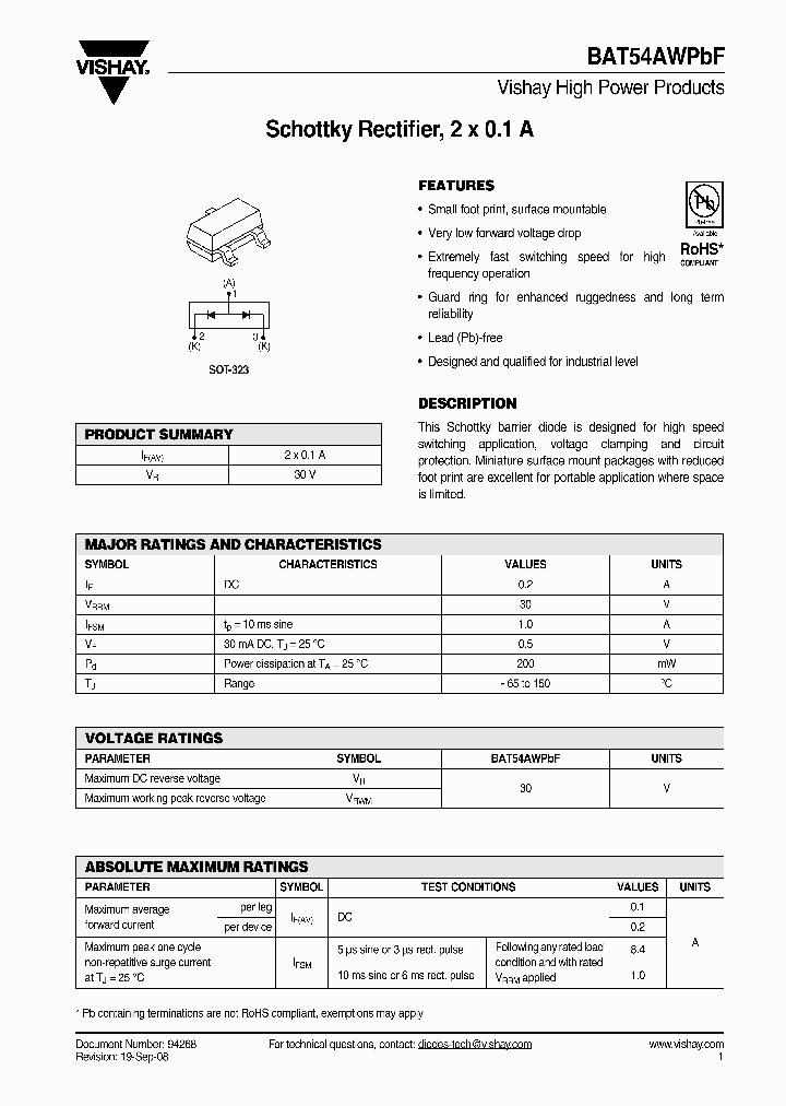 BAT54AWPBF_4262989.PDF Datasheet