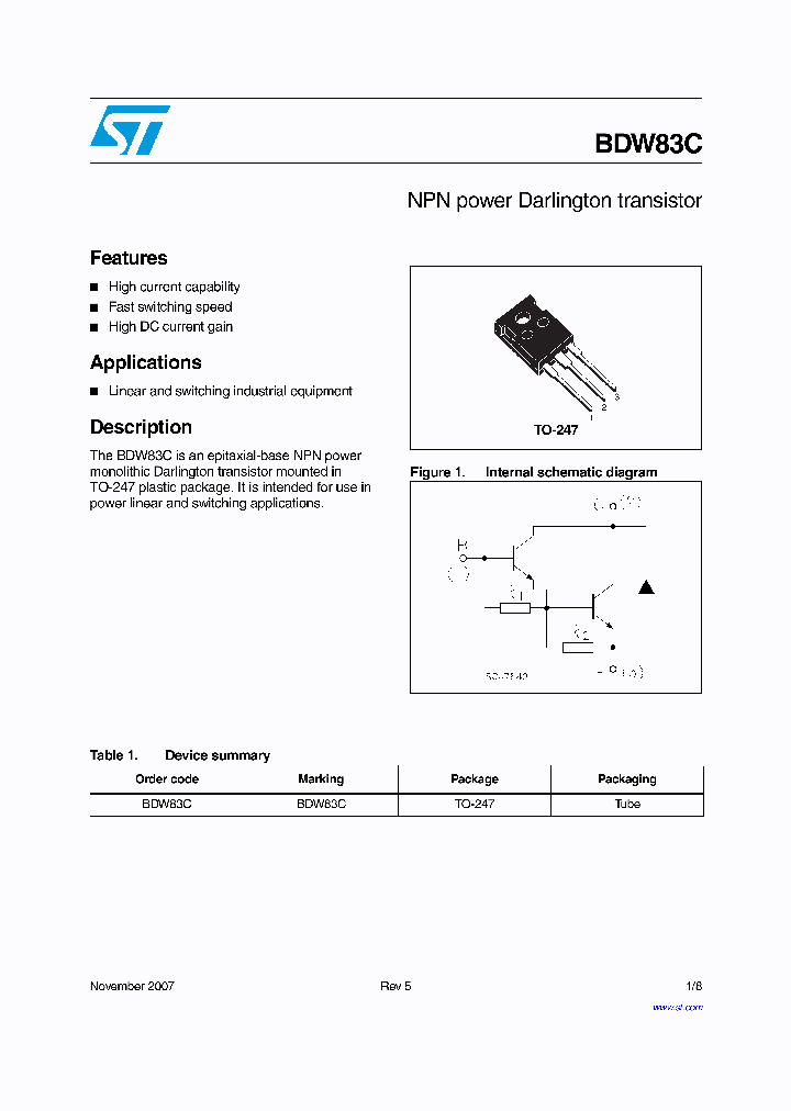 BDW83C07_4317922.PDF Datasheet