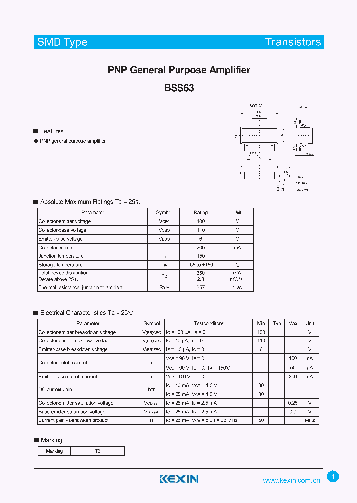 BSS63_4301379.PDF Datasheet