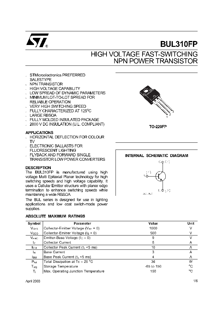 BUL310FP03_4333127.PDF Datasheet