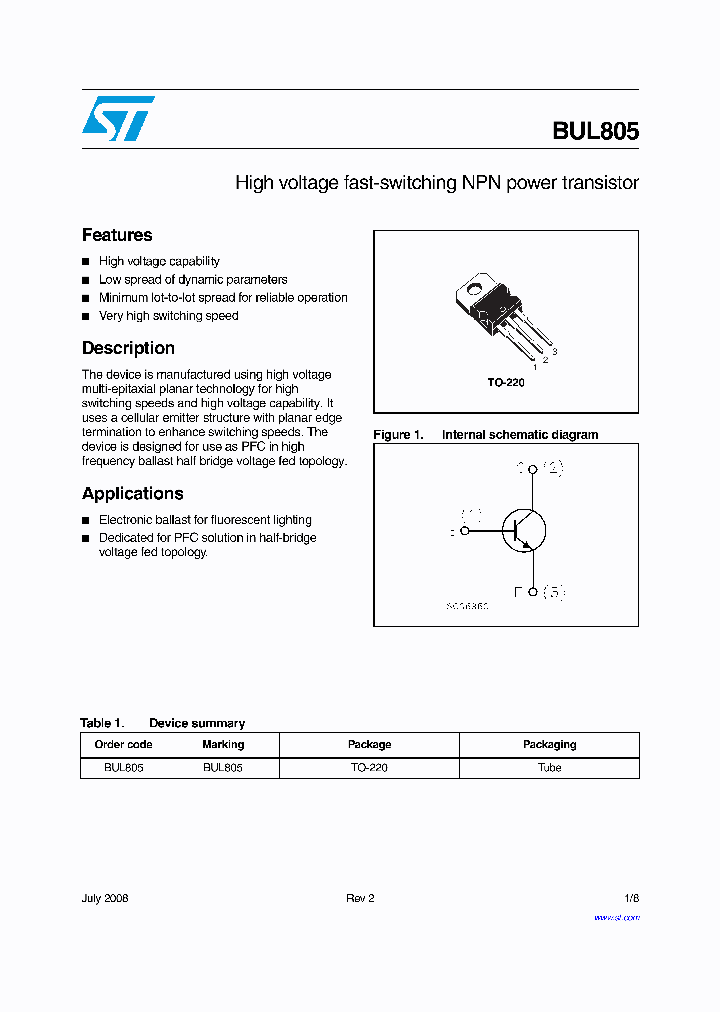 BUL805_4343686.PDF Datasheet