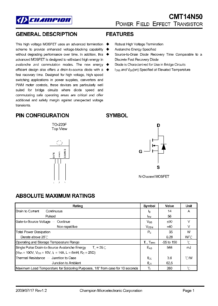 CMT14N50GN220F_4628165.PDF Datasheet