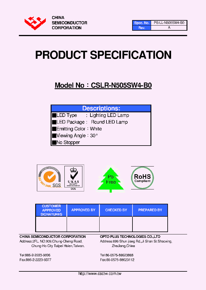 CSLR-N505SW4-B0_4621977.PDF Datasheet