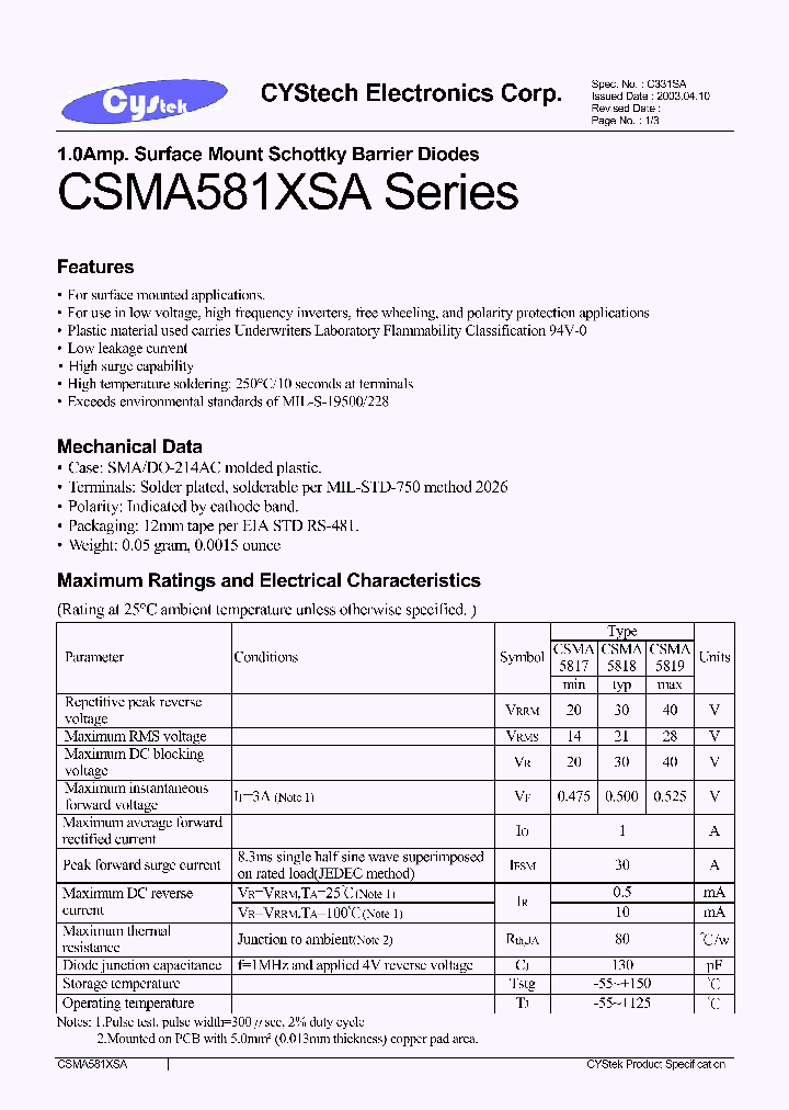 CSMA5817_4813653.PDF Datasheet
