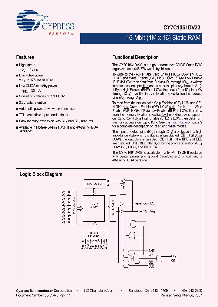 CY7C1061DV3307_4776330.PDF Datasheet