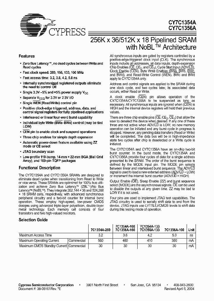 CY7C1354A_4169340.PDF Datasheet