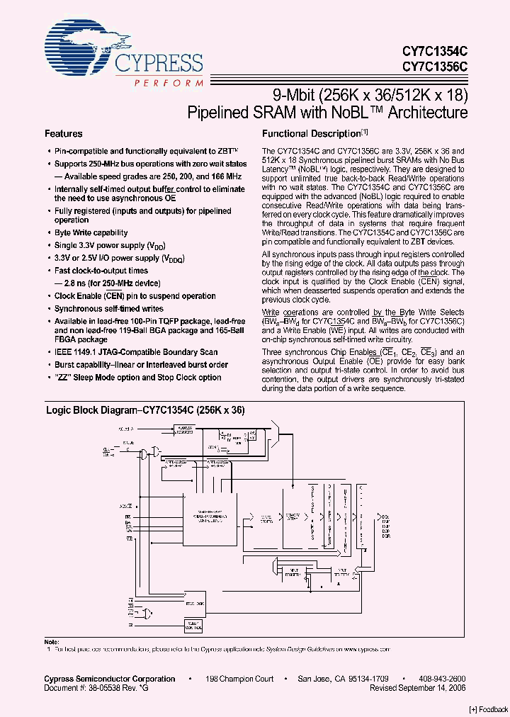 CY7C1354C-250BGC_4900491.PDF Datasheet