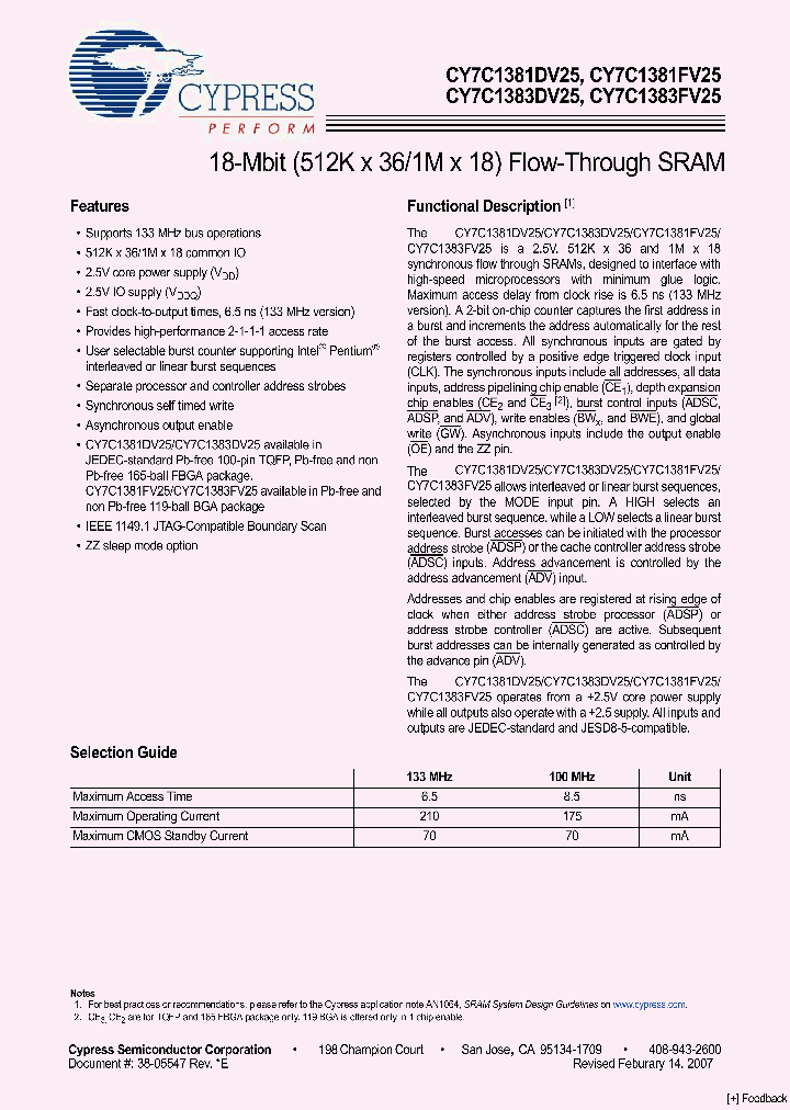 CY7C1381DV25-100AXC_4917080.PDF Datasheet