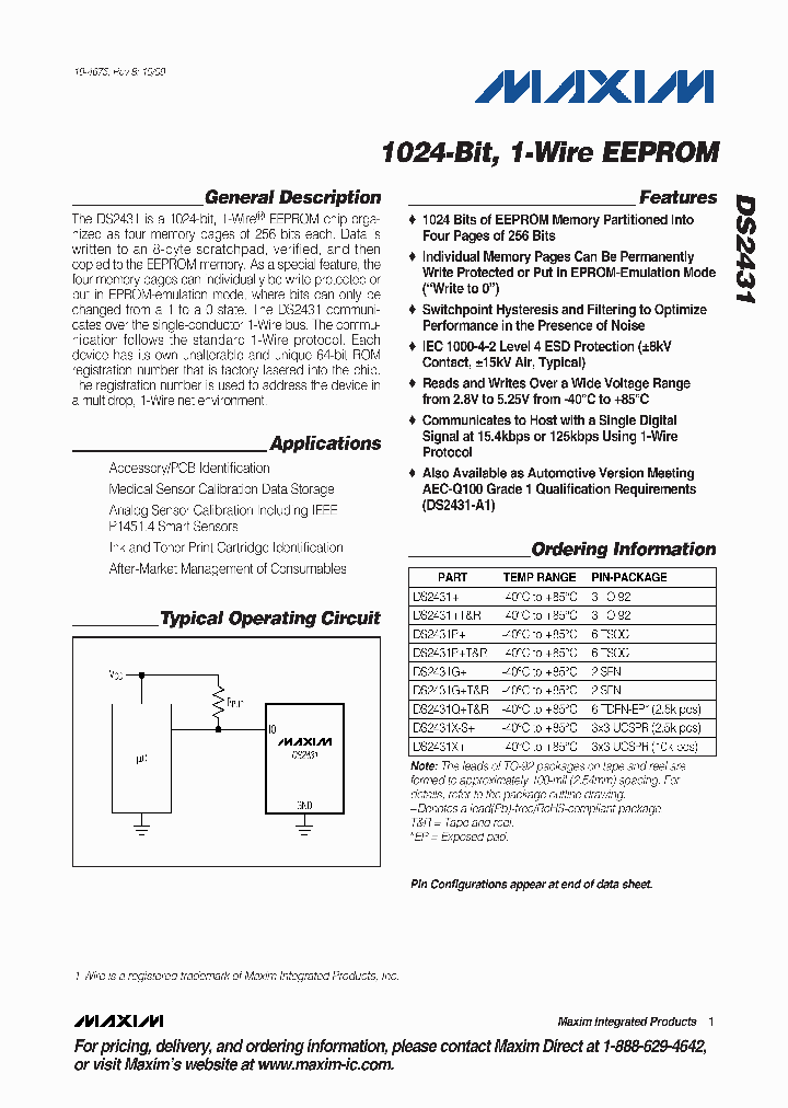 DS2431PR_4660875.PDF Datasheet