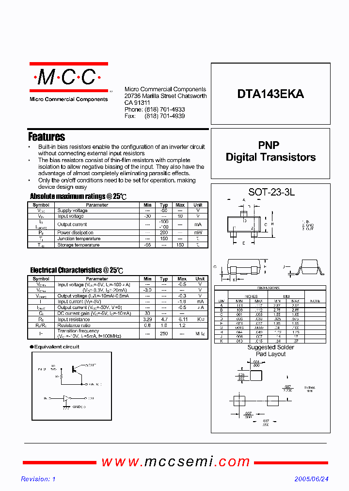 DTA143EKA_4921854.PDF Datasheet