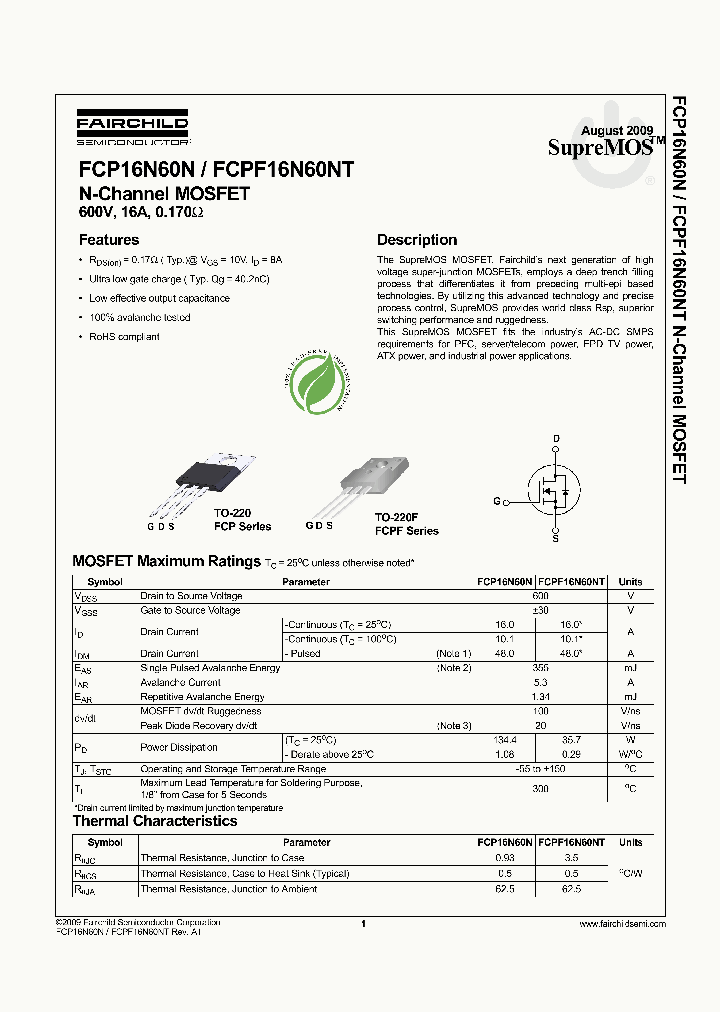 FCPF16N60NT_4649446.PDF Datasheet