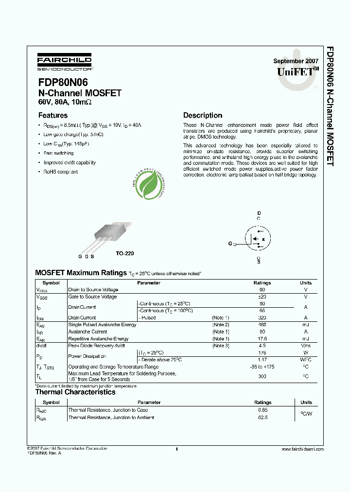 FDP80N06_4235326.PDF Datasheet