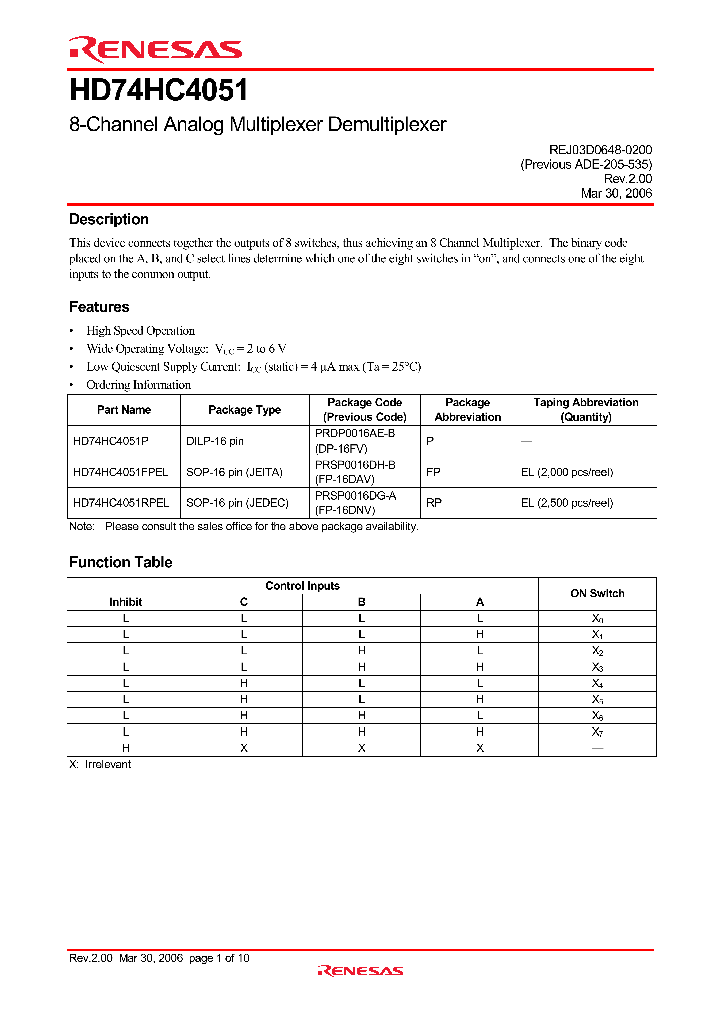 HD74HC4051FPEL_4308218.PDF Datasheet