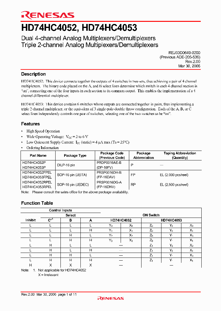 HD74HC4052FPEL_4308217.PDF Datasheet