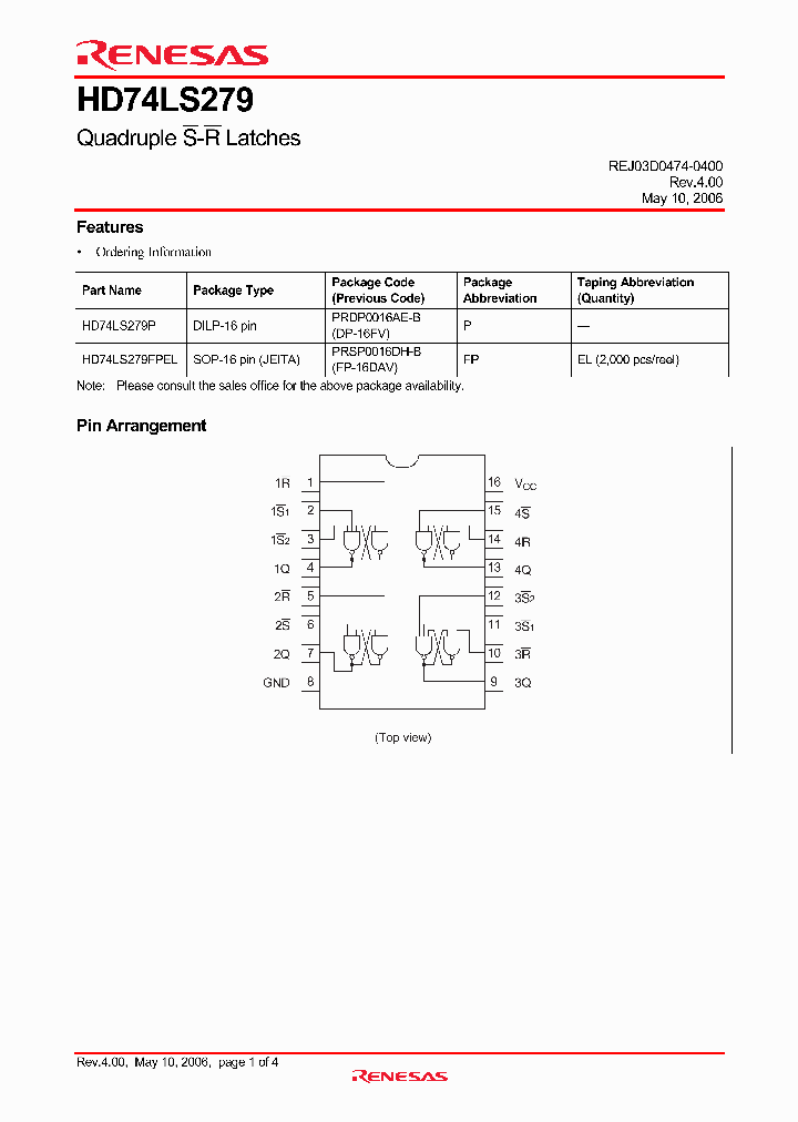 HD74LS279FPEL_4326949.PDF Datasheet