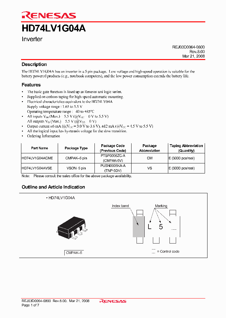 HD74LV1G04ACME_4380933.PDF Datasheet