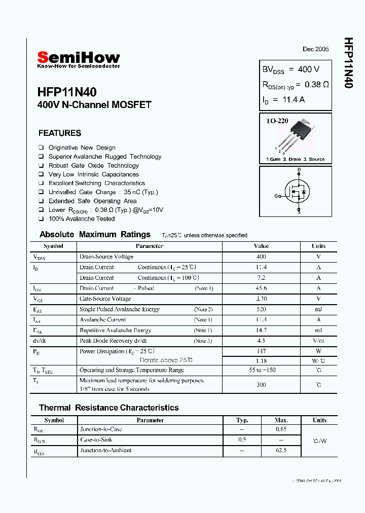 HFP11N40_4653200.PDF Datasheet