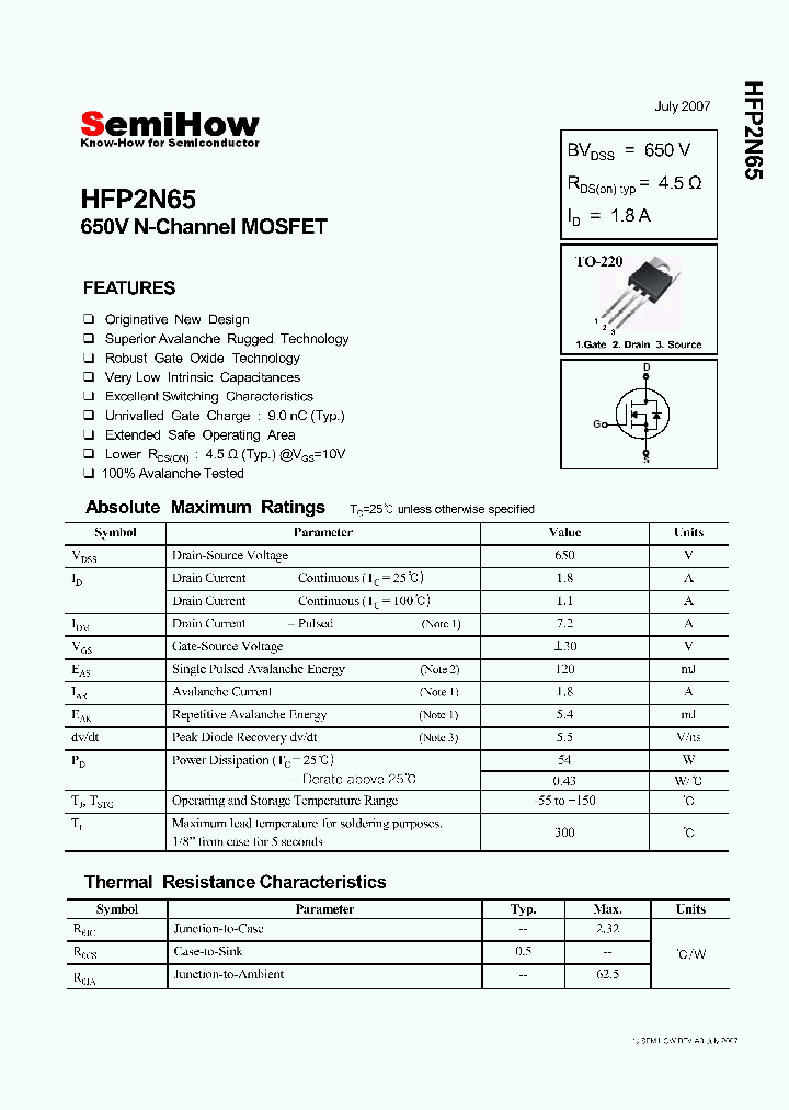 HFP2N65_4643892.PDF Datasheet