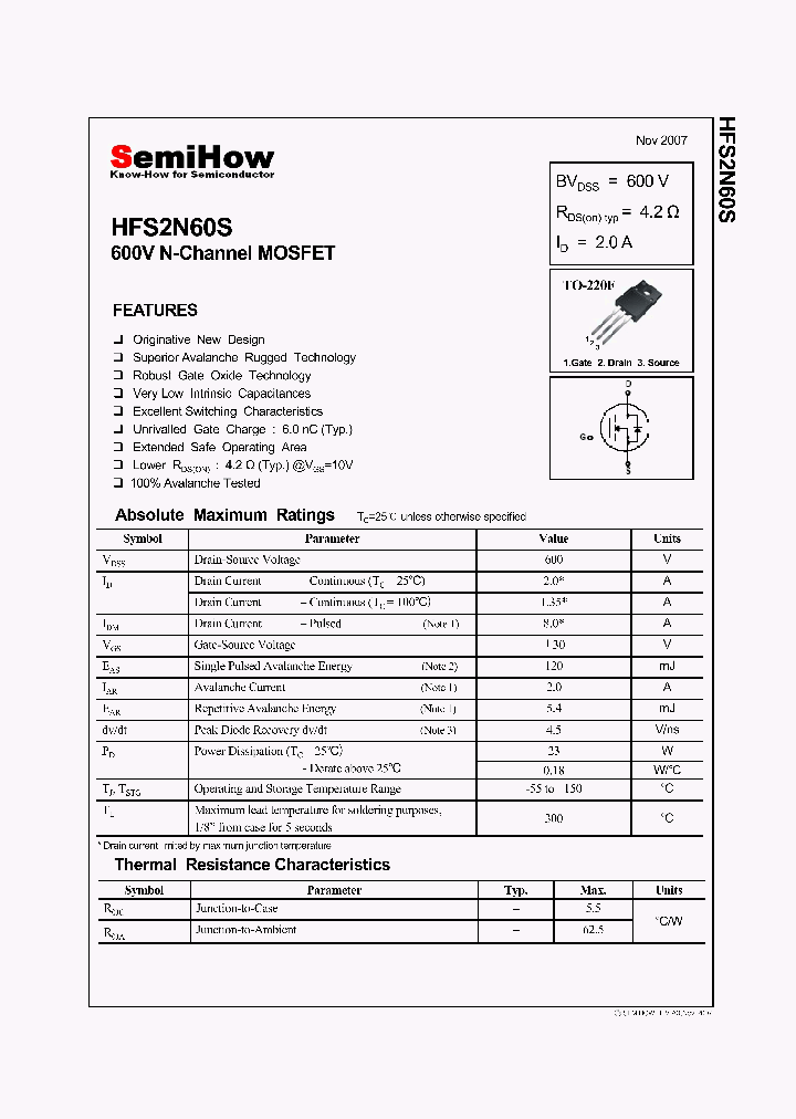 HFS2N60S_4652054.PDF Datasheet