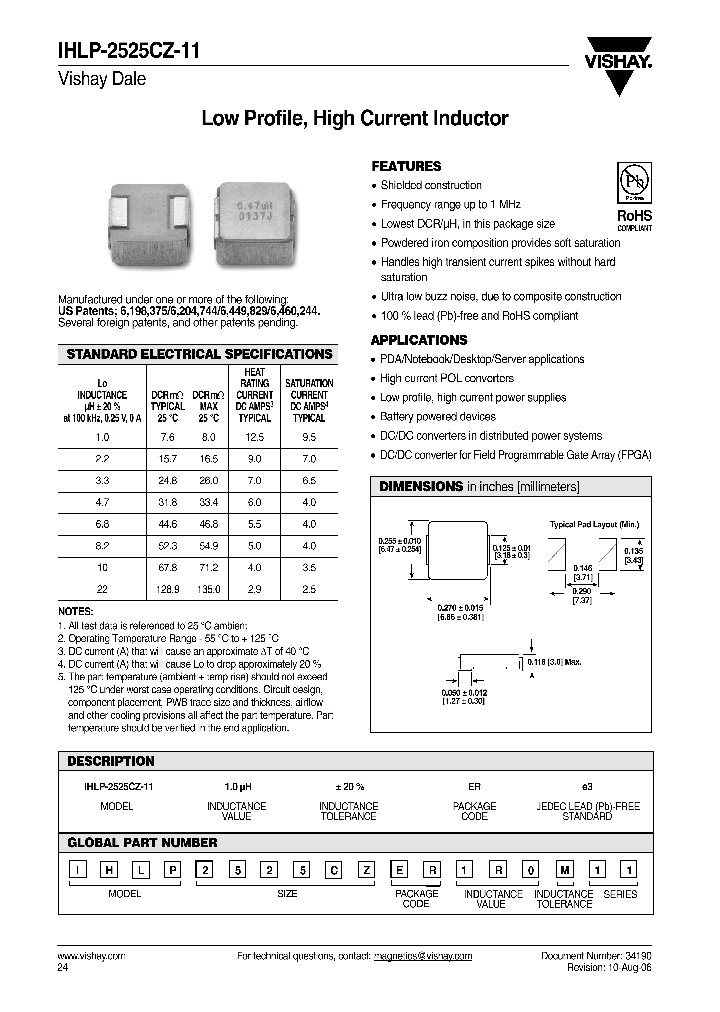 IHLP2525CZER1R0M11_4255360.PDF Datasheet