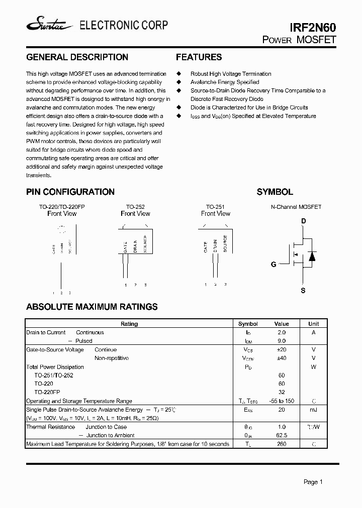 IRF2N60_4269470.PDF Datasheet