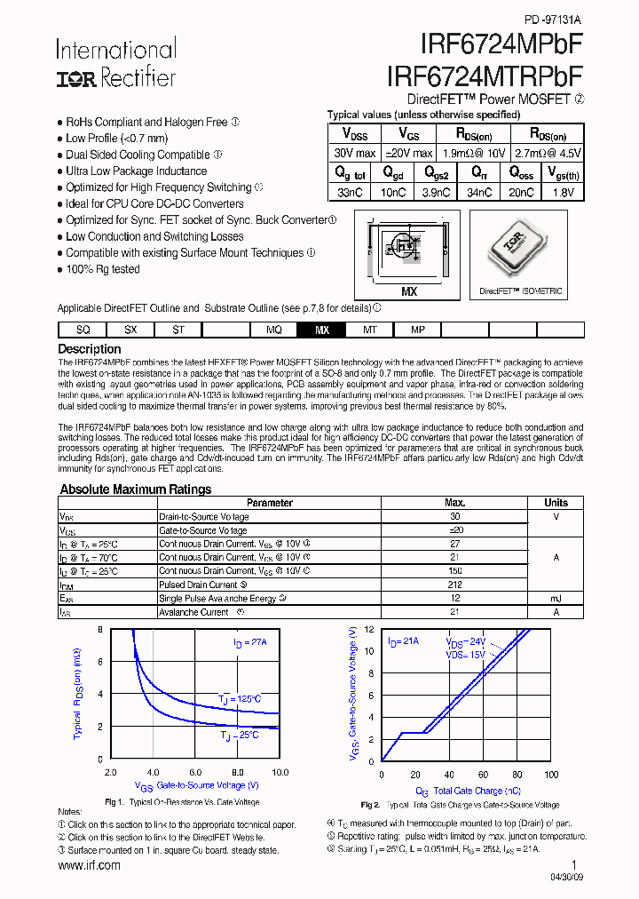 IRF6724MPBF_4501684.PDF Datasheet