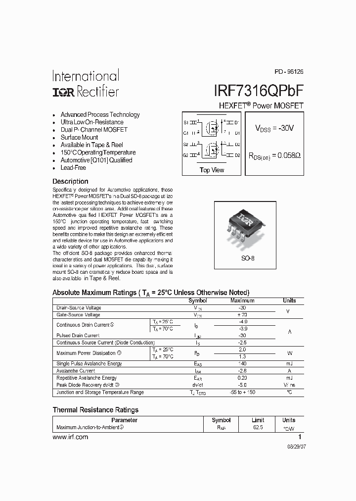 IRF7316QPBF_4201648.PDF Datasheet