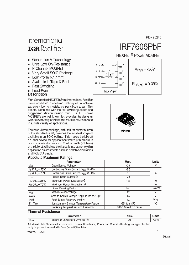 IRF7606PBF_4175158.PDF Datasheet