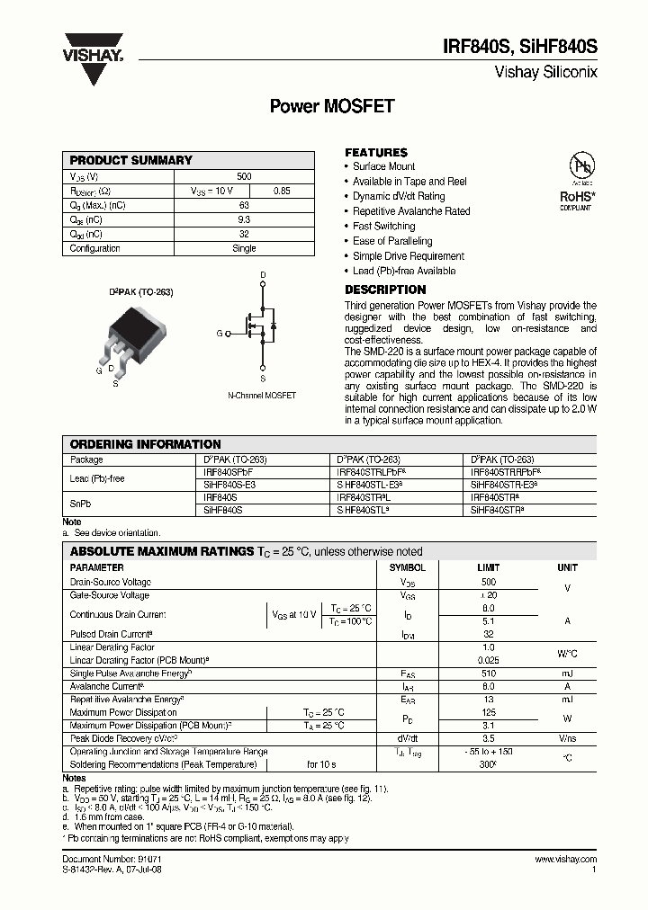 IRF840STR_4377723.PDF Datasheet