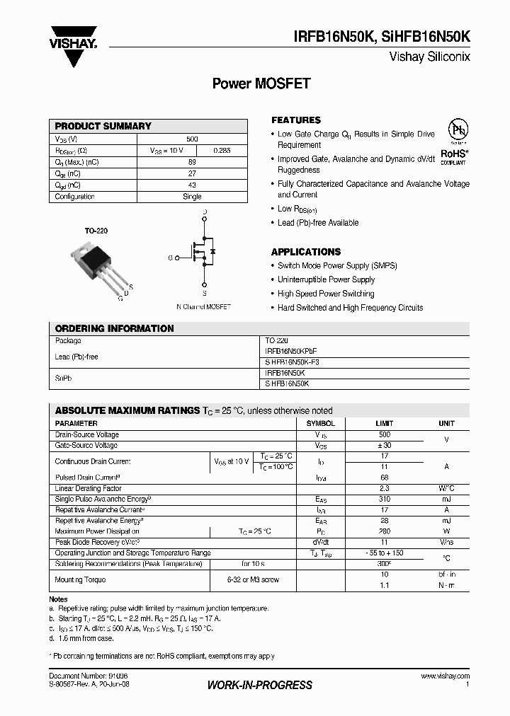 IRFB16N50K_4287636.PDF Datasheet