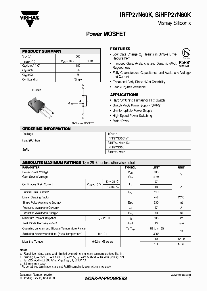 IRFP27N60K_4910987.PDF Datasheet