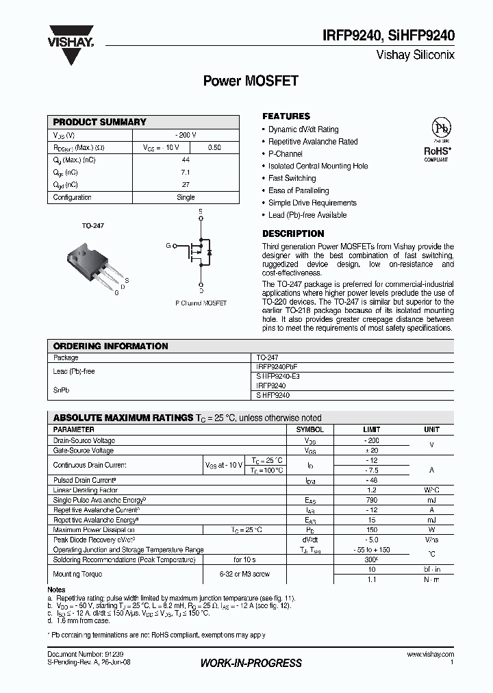 IRFP9240_4439305.PDF Datasheet