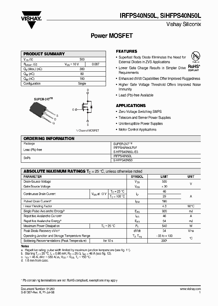 IRFPS40N50L_4371725.PDF Datasheet