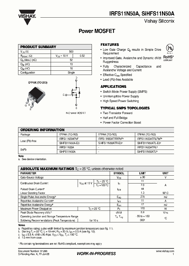 IRFS11N50A_4270864.PDF Datasheet