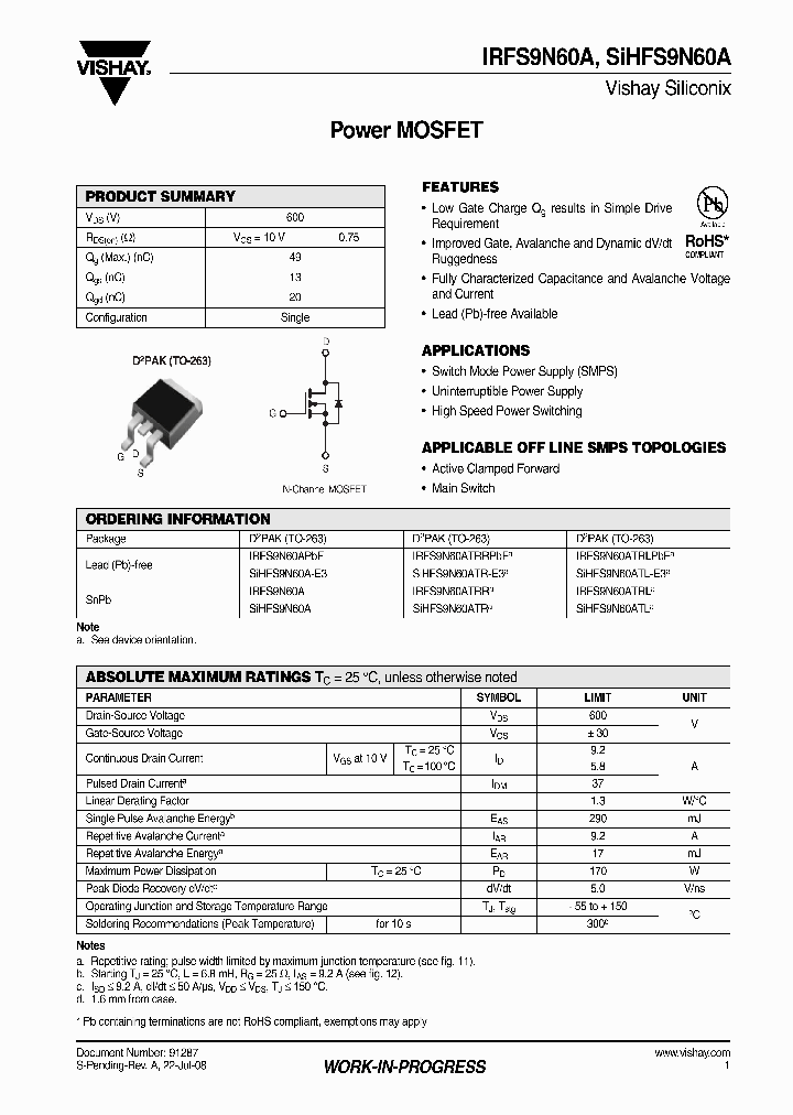 IRFS9N60A_4272159.PDF Datasheet