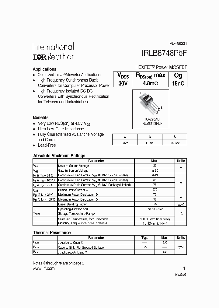 IRLB8748PBF_4558512.PDF Datasheet