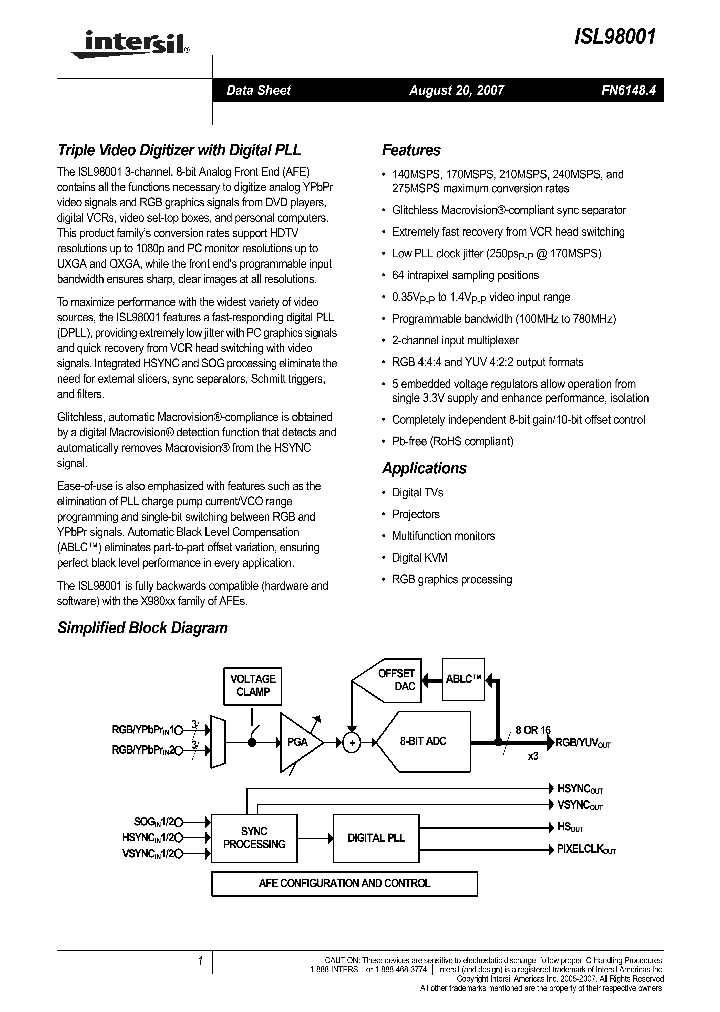 ISL98001IQZ-140_4178731.PDF Datasheet