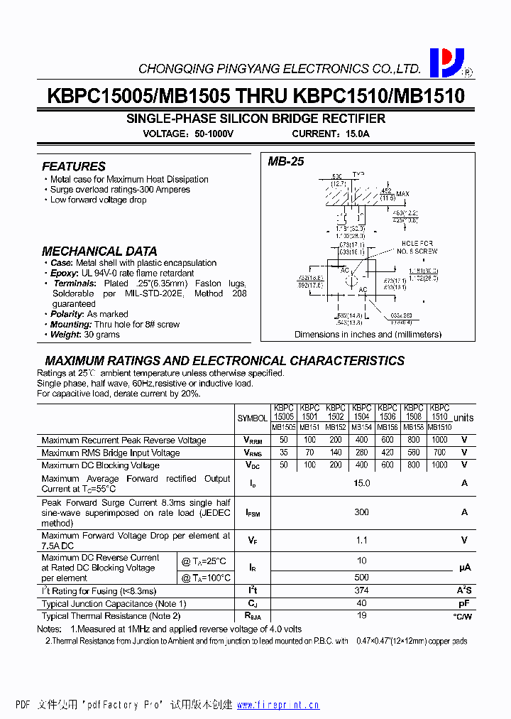 KBPC1508-MB158_4523368.PDF Datasheet