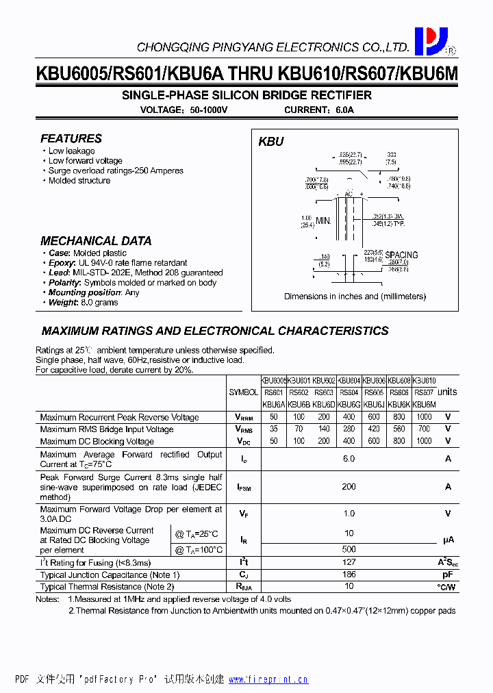 KBU610-RS607-KBU6M_4411347.PDF Datasheet