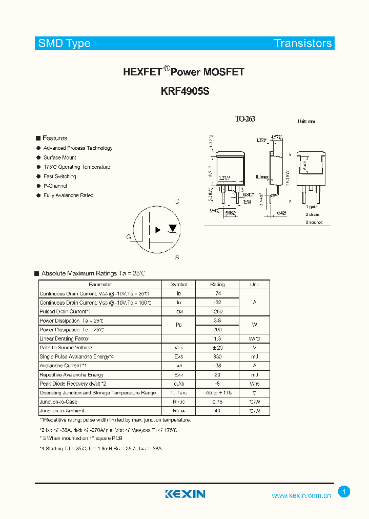 KRF4905S_4424395.PDF Datasheet