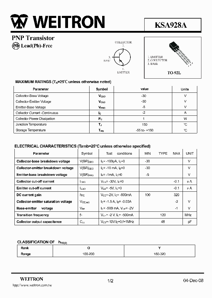 KSA928A_4509108.PDF Datasheet