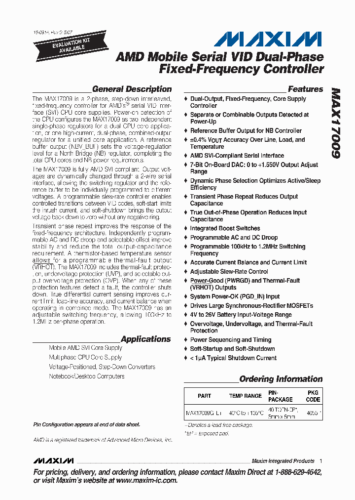 MAX17009GTL_4574211.PDF Datasheet