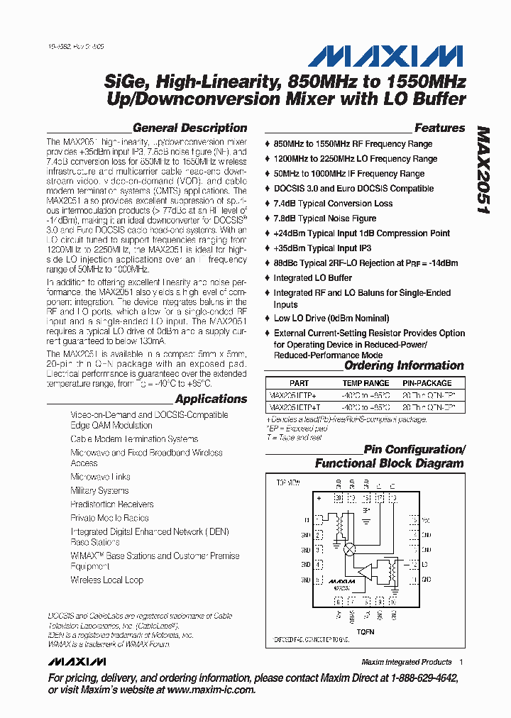 MAX2051ETP_4897509.PDF Datasheet