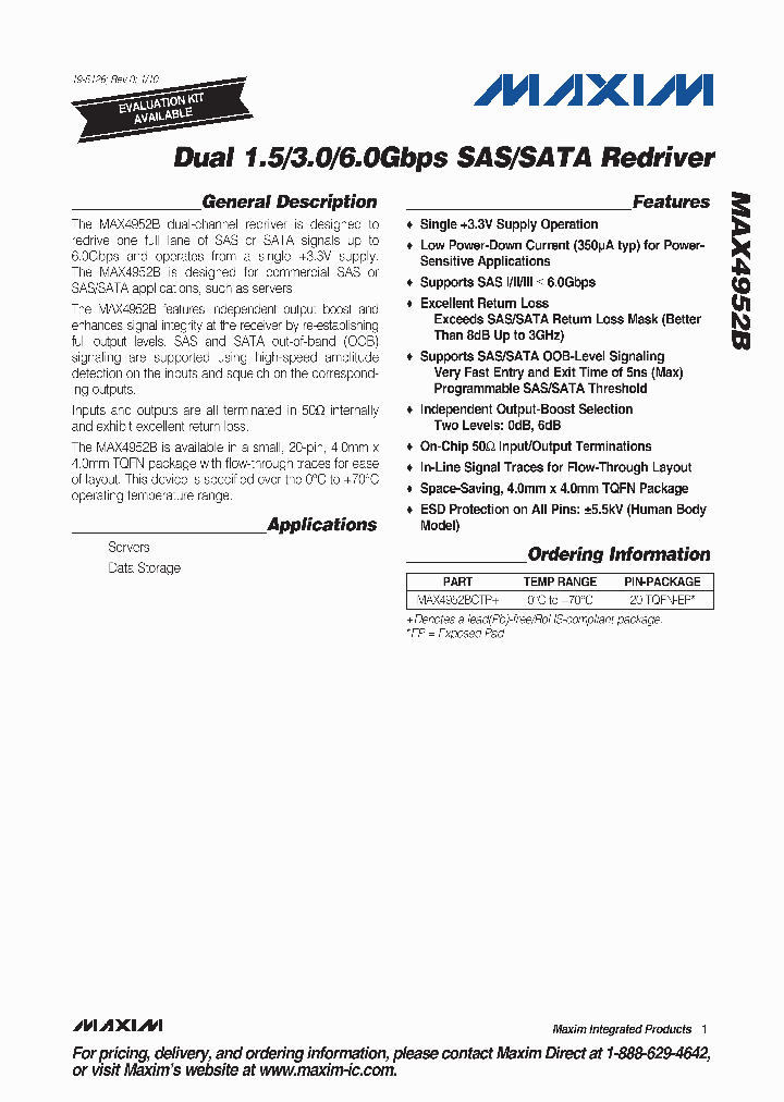 MAX4952BCTP_4542528.PDF Datasheet